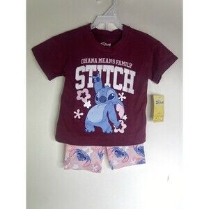 Disney Lilo and Stitch 2 Piece Shorts Top T-Shirt Matching Outfit Set Girls 2T
